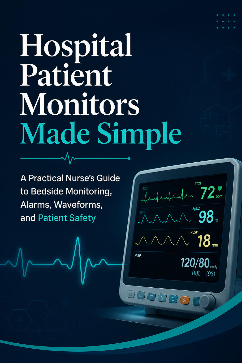 Hospital Patient Monitors Made Simple: A Practical Nurse's Guide to Bedside Monitoring, Alarms, Waveforms, and Patient Safety cover